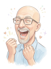 A drawing of Scott, delighted