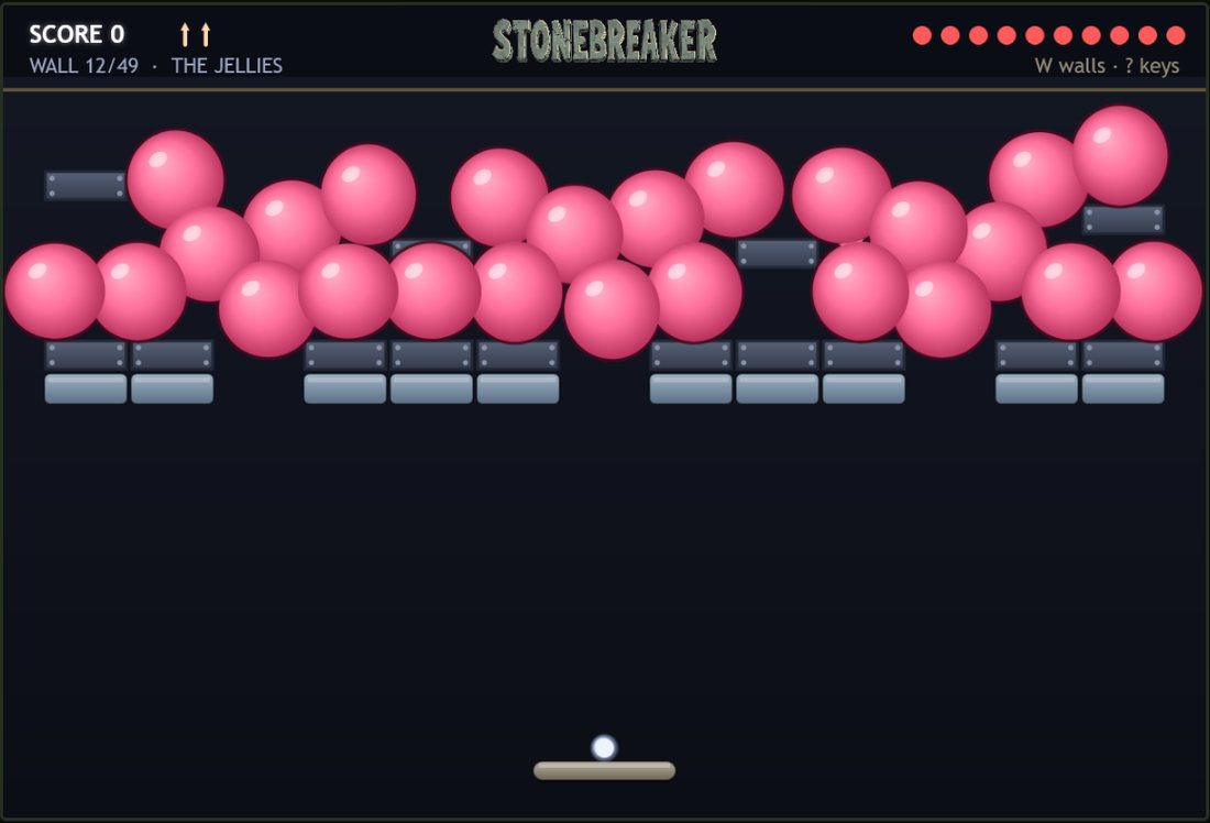 Stonebreaker, The Jellies: a heap of pink jelly balls on steel shelves