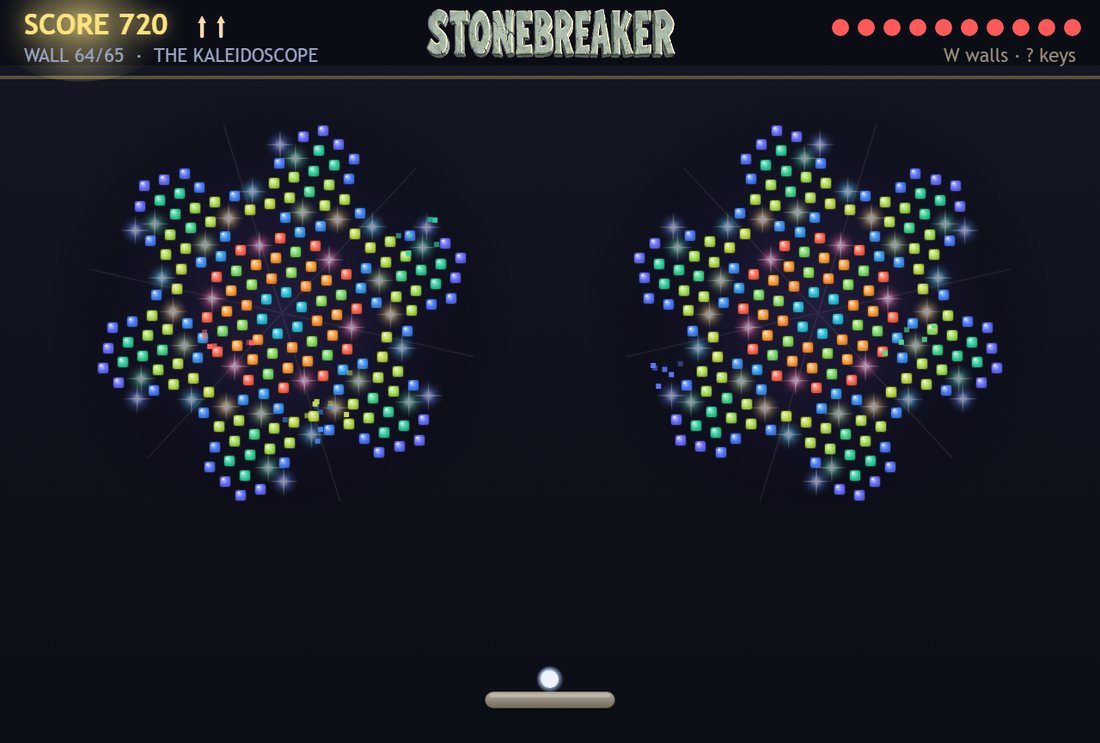 Stonebreaker, The Kaleidoscope: two mandalas of small coloured glass bricks, mirror images of each other, above the paddle